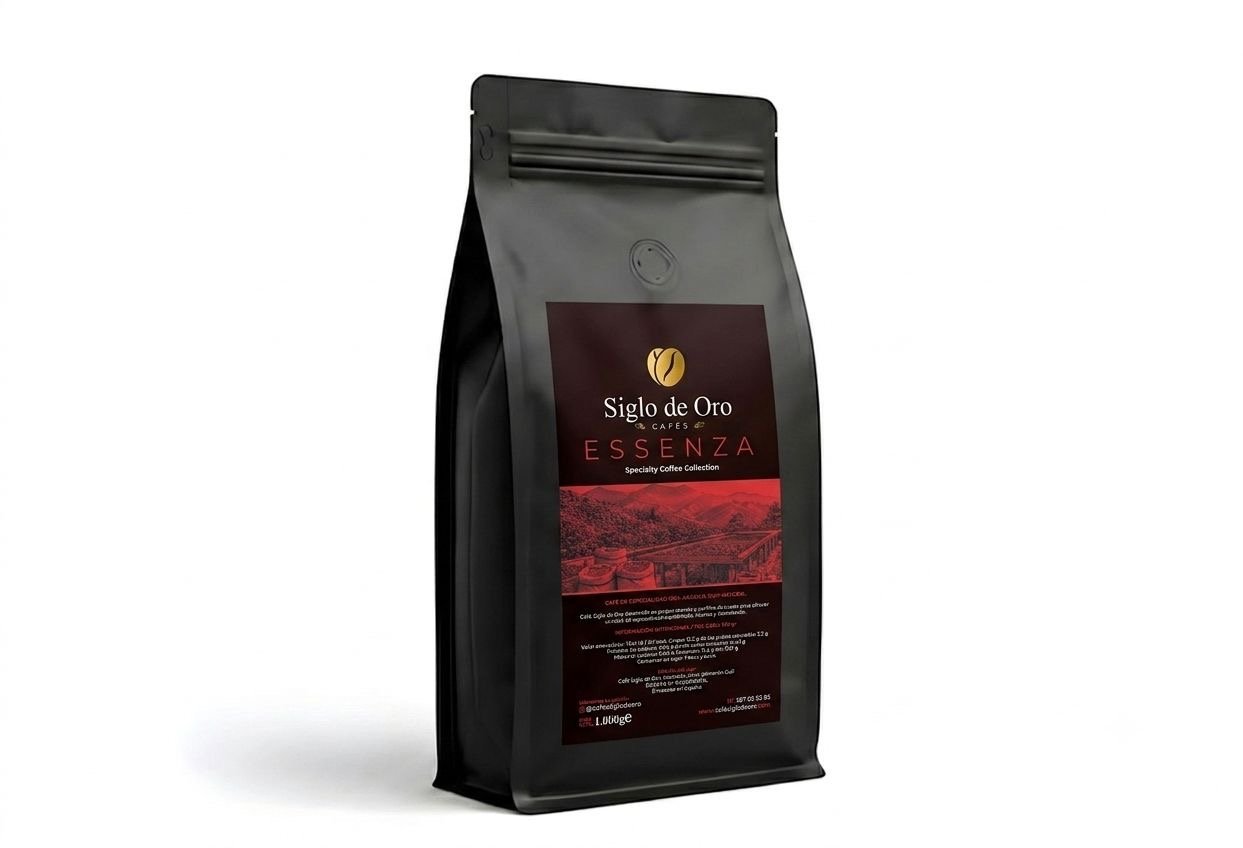 Paquete de Café Essenza en grano 100% arábica natural de Café Siglo de Oro, tueste medio