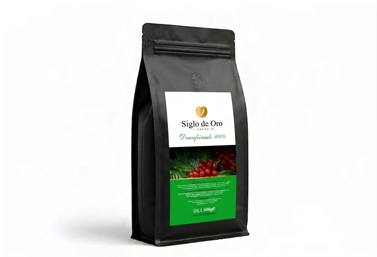 Café en grano descafeinado natural Siglo de Oro 1kg bolsa negra